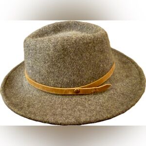 FRYE Gray Wool Fedora Hat with Leather band NWT size M/L